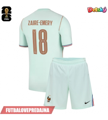 Lacne Dětský Futbalové dres Francúzsko Warren Zaire-Emery #18 MS 2026 Krátky Rukáv - Preč (+ trenírky)